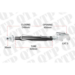 QTP | Top Link Knuckle 30mm 3 Hook 520mm Tube Heavy Duty | KH303520 | S29795 Spring Lock | KH30352