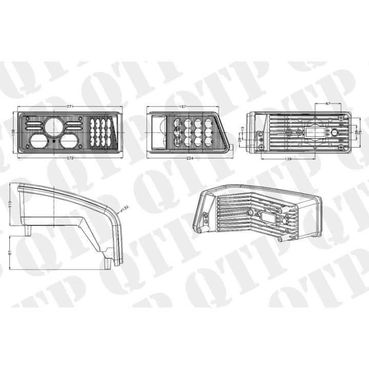 QTP | LED Head Lamp Pair (Left & Right) | Case Farmall Maxxum Series | 400070 | 232448A2 232449A2
