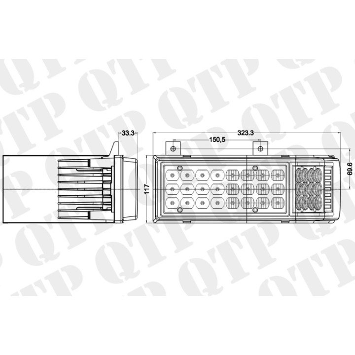 QTP | LED Head Lamp Hi, Low & Side Beam | New Holland 70 Series | Genesis Series | 400071 | 86514347